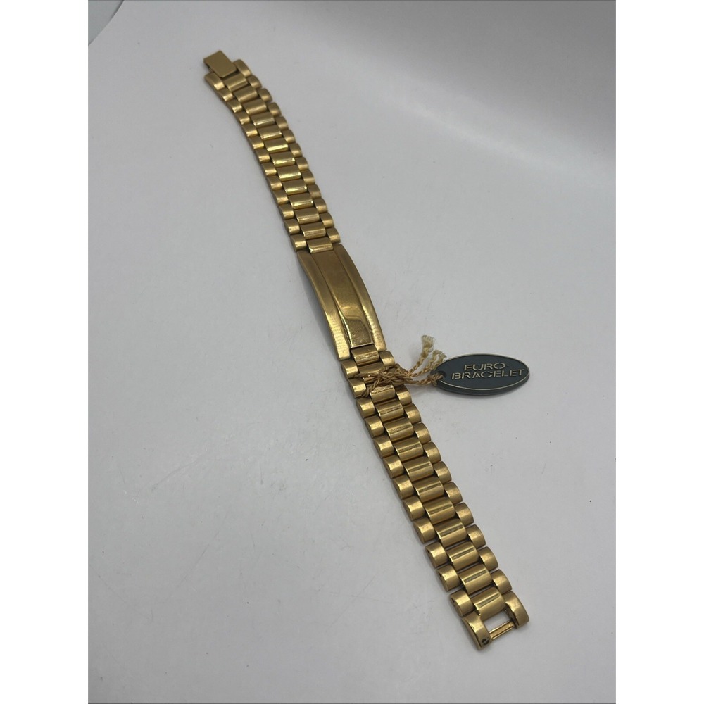 Speidel Stainless‎ Steel Gold Color Identification ID Euro Bracelet 8" Band